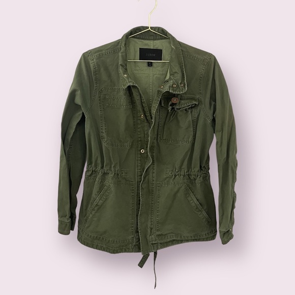 J. Crew Army Green Full Zip and Snap Closure Utility Jacket with Pockets Size M - Picture 4 of 14